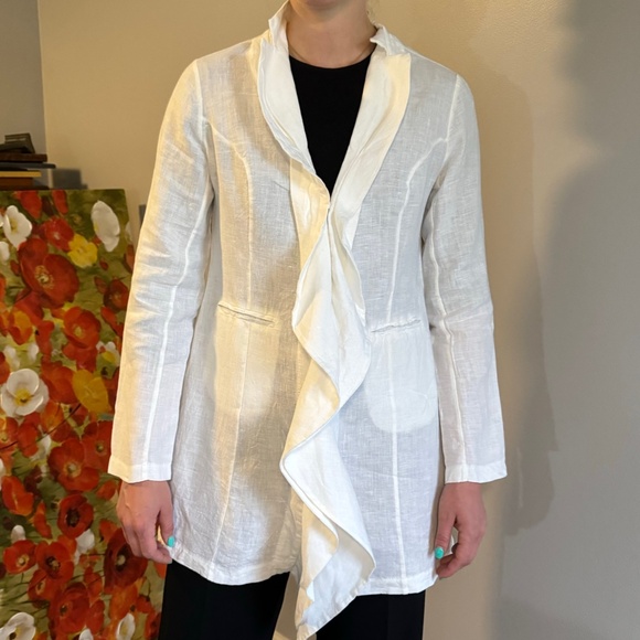 Vintage Lauren Vidal White Linen Jacket - Picture 1 of 6